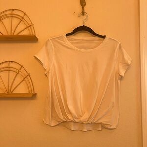 Lululemon White Short Sleeve Twist Front Top